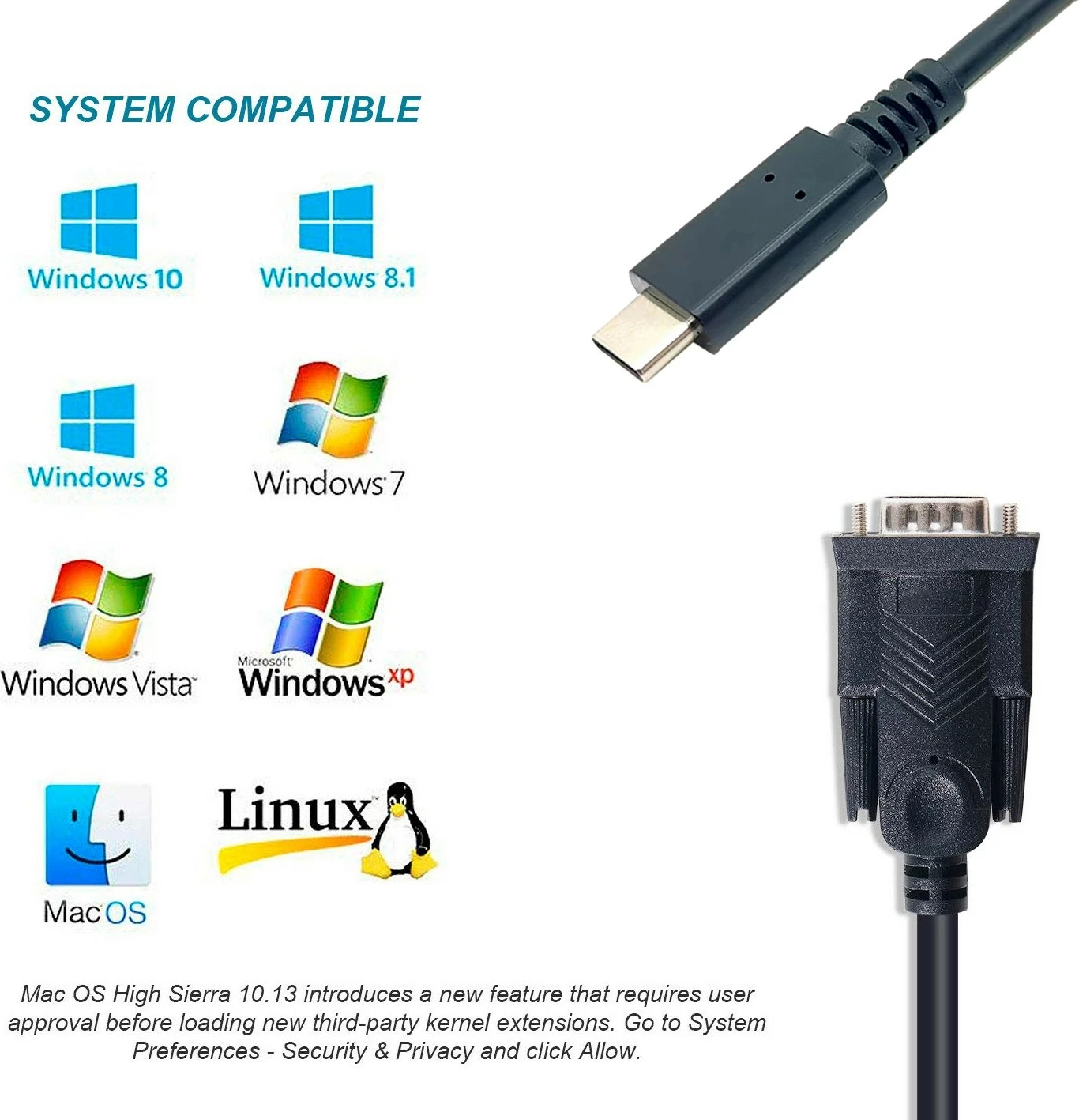 Kabëll USB-C në Serial DB9 Equip 1.5m, i zi