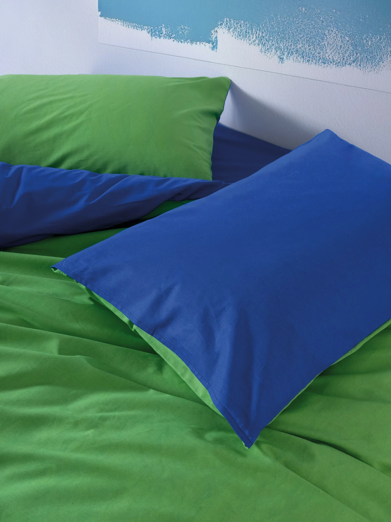 Set mbulesë për jorgan një person, Ranforce L'essentiel, jeshile-blu