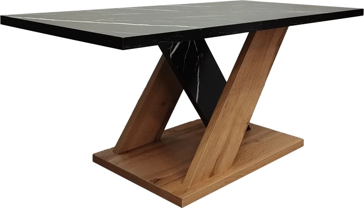 Tavolinë kafeje Solange, pamje mermeri të zi, ngjyrë sonoma, 110x55x47.5cm