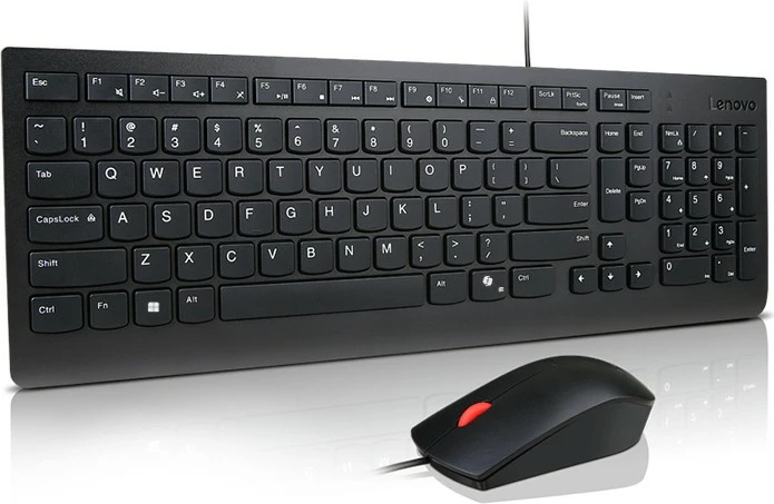 Set tastierë dhe maus Lenovo ESSENT.WIRED, me kabllo, zi