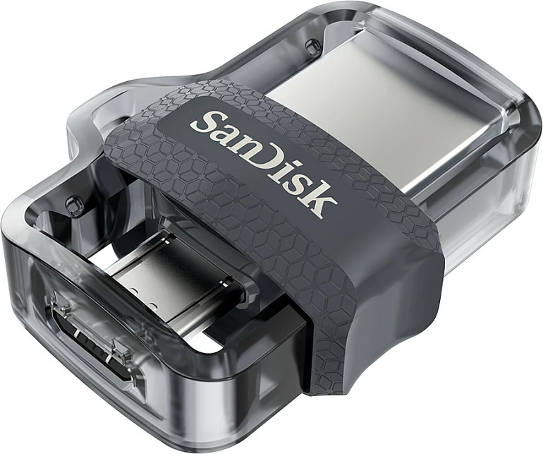 USB stick Sandisk Ultra Dual m3.0 256GB, USB 3.2, Micro-USB, zi/argjend/transparente