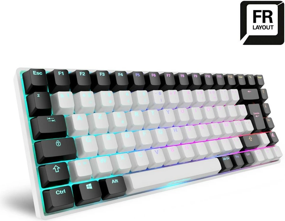 Tastierë mekanike SHARKOON SKILLER SGK50 S3, Gateron Yellow, 75%, RGB, AZERTY, e bardhë