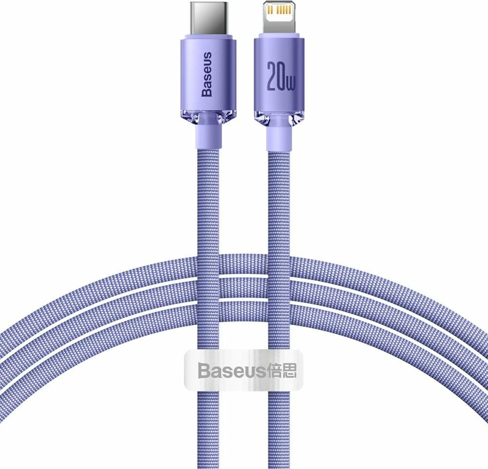 Kabllo USB-C në Lightning Baseus Crystal Shine 1.2 m 2.4A USB 2.0, vjollcë, 1 copë