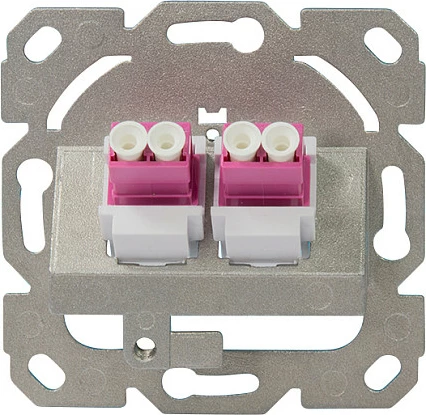 Faceplate fibra optike LogiLink, 2x LC-Duplex adapter, multimode, e bardhë