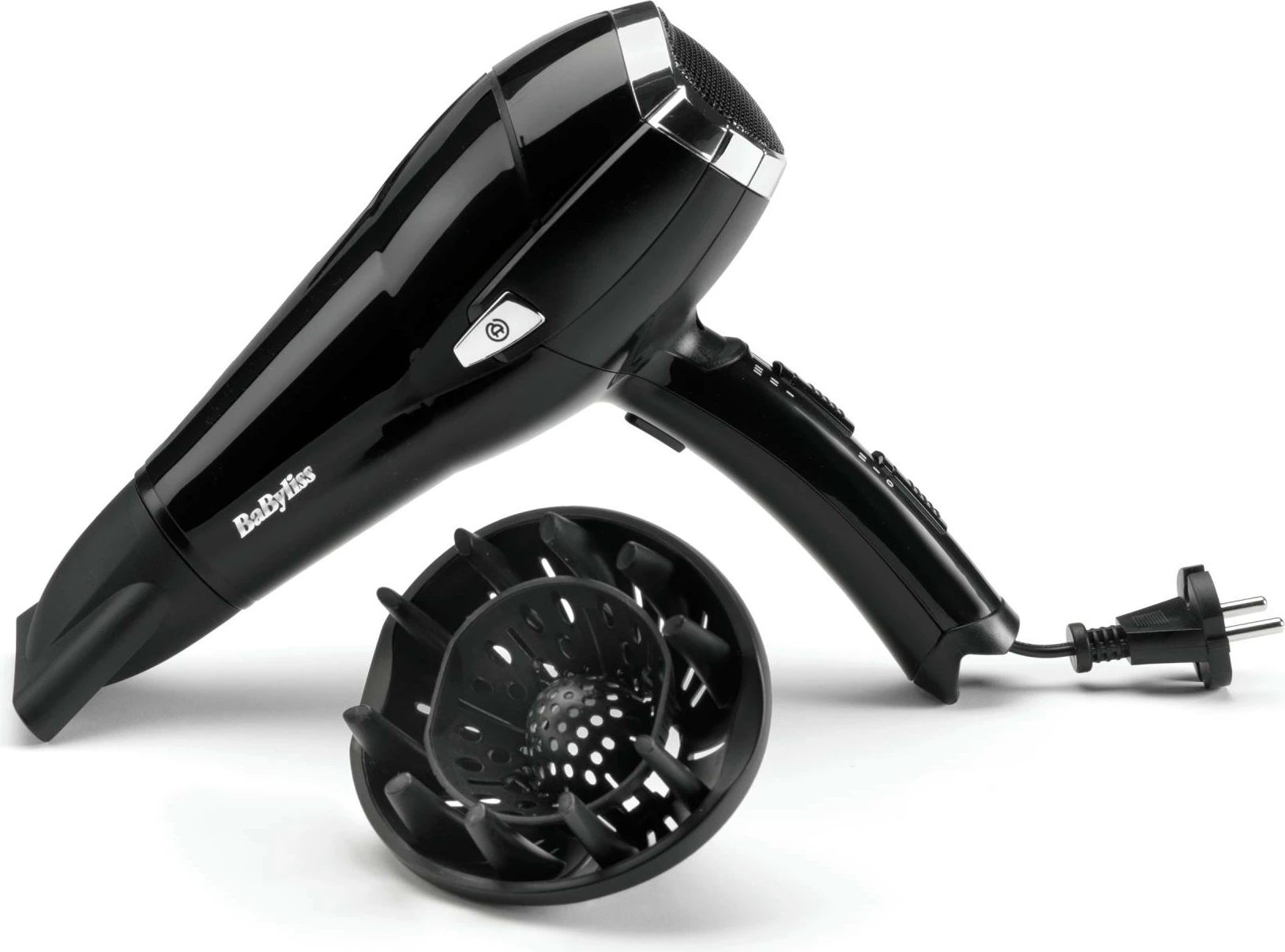 Tharëse flokësh BaByliss D374DE 2000W me difuzer, jonizim, teknologji qeramike, e zezë