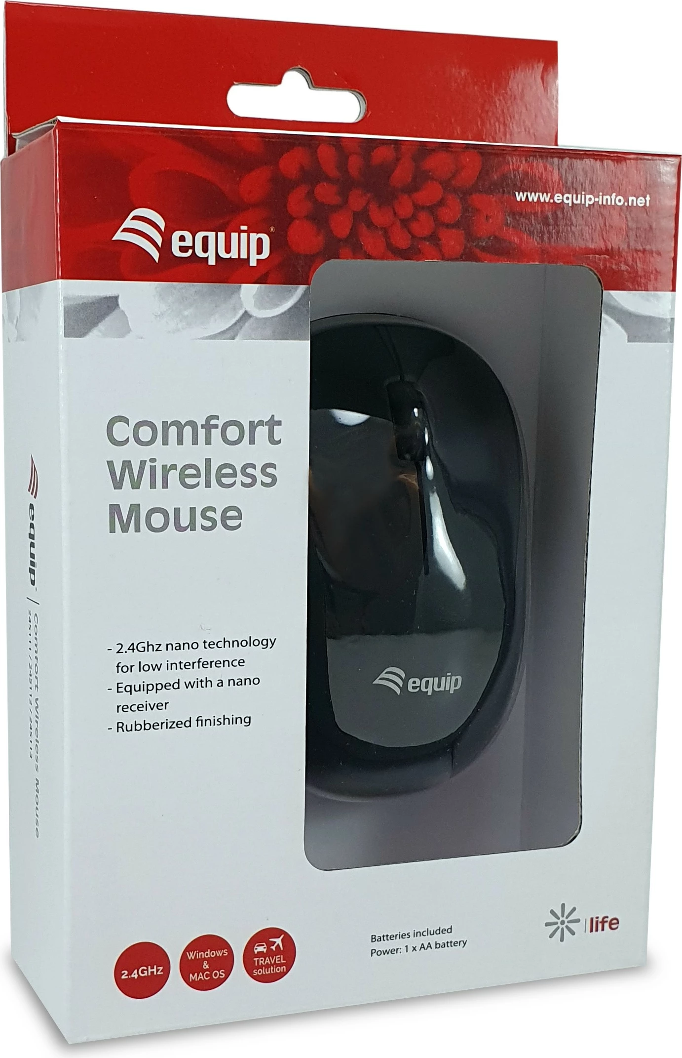 Maus wireless Equip Comfort, optik, ambidextrous, nano receiver, zi