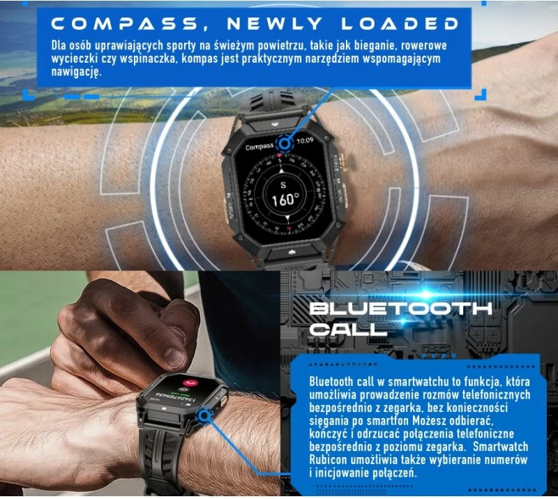 Smartwatch për meshkuj Rubicon, e zezë