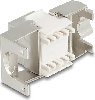 Modul Keystone DeLOCK Slim RJ45 në LSA, Cat6A i mbrojtur, 180°, pa vegla, argjend/bardhë