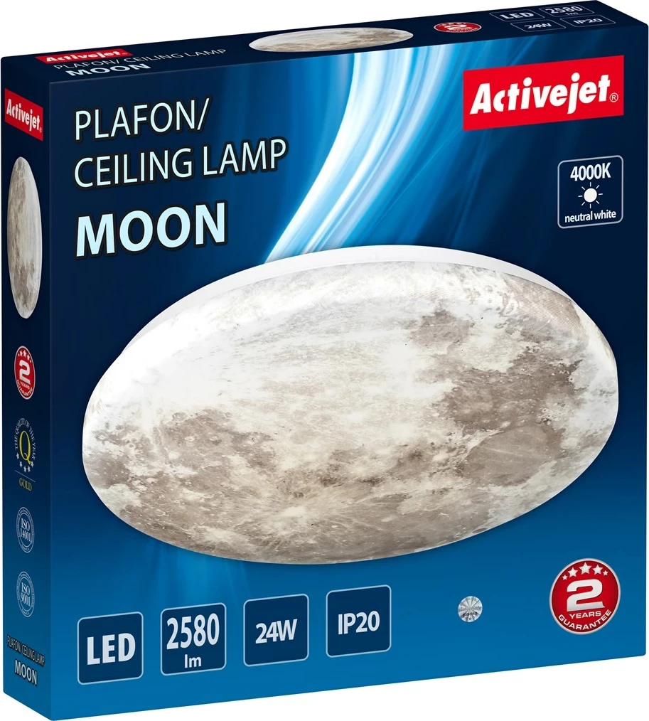 Plafonierë LED Activejet AJE-MOON 24W, Shumëngjyrëshe