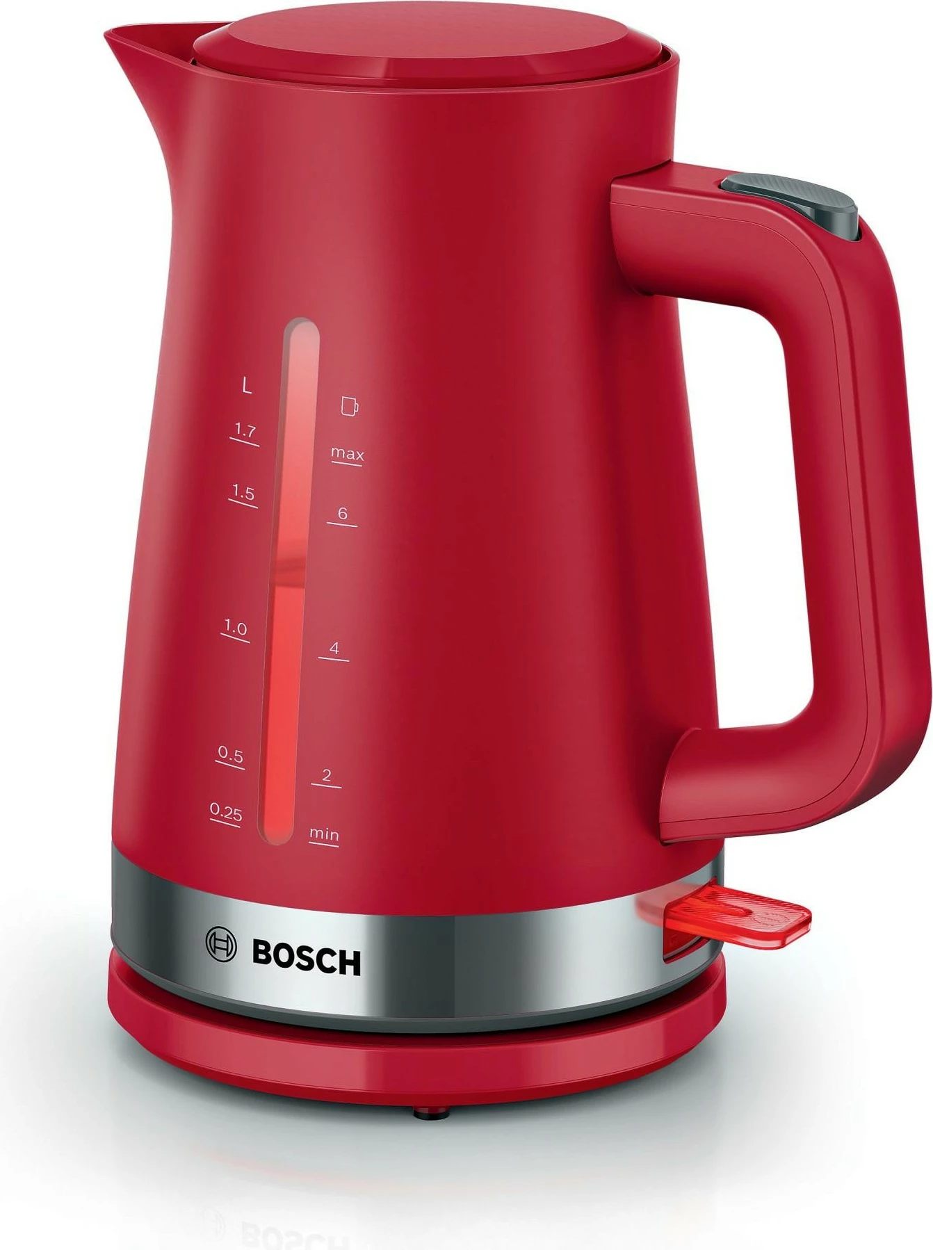 Çajnik Bosch TWK4M224, 1.7 L, 2400 W, Inoks, Kuqe