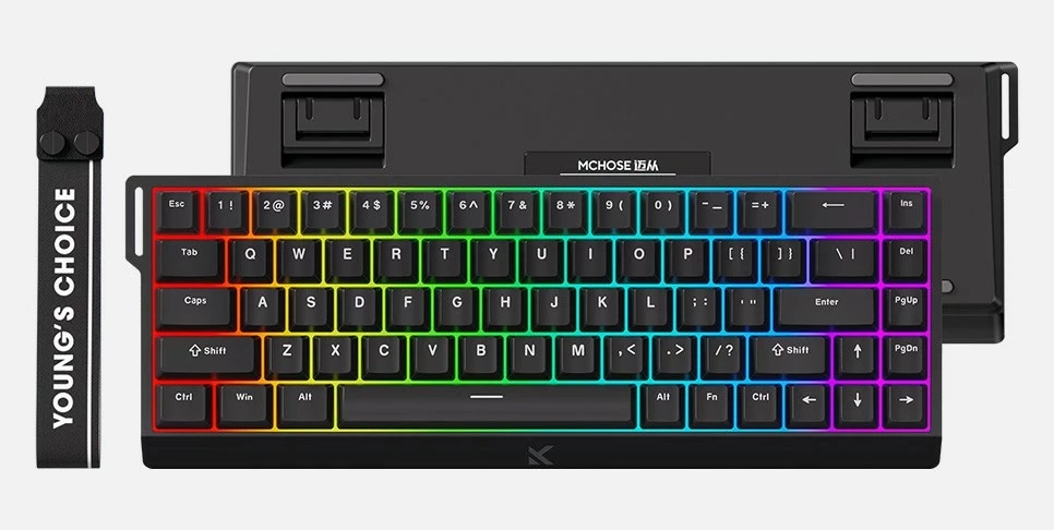 Tastierë gaming Mchose Ace 68 (MC-Ace68-8), 65%, USB-C, RGB, e zezë