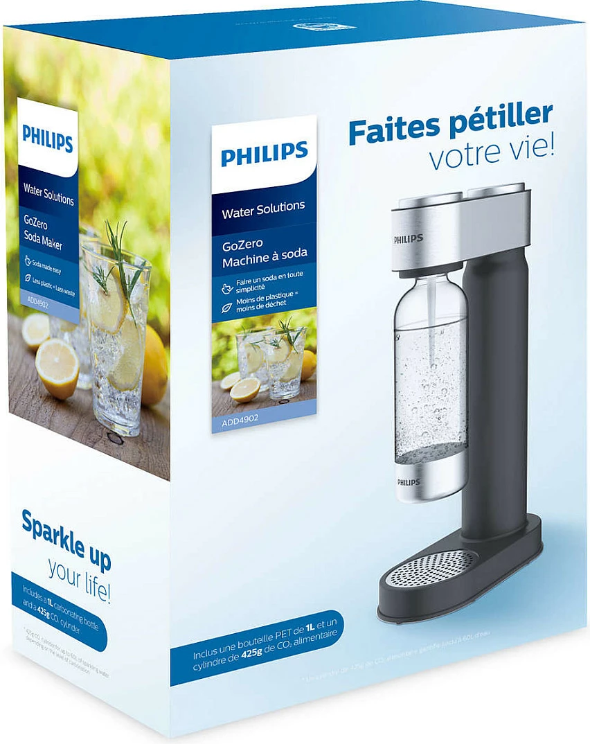 Aparat për ujë të gazuar Philips ADD4902BK/10, shishe 1 L, i zi
