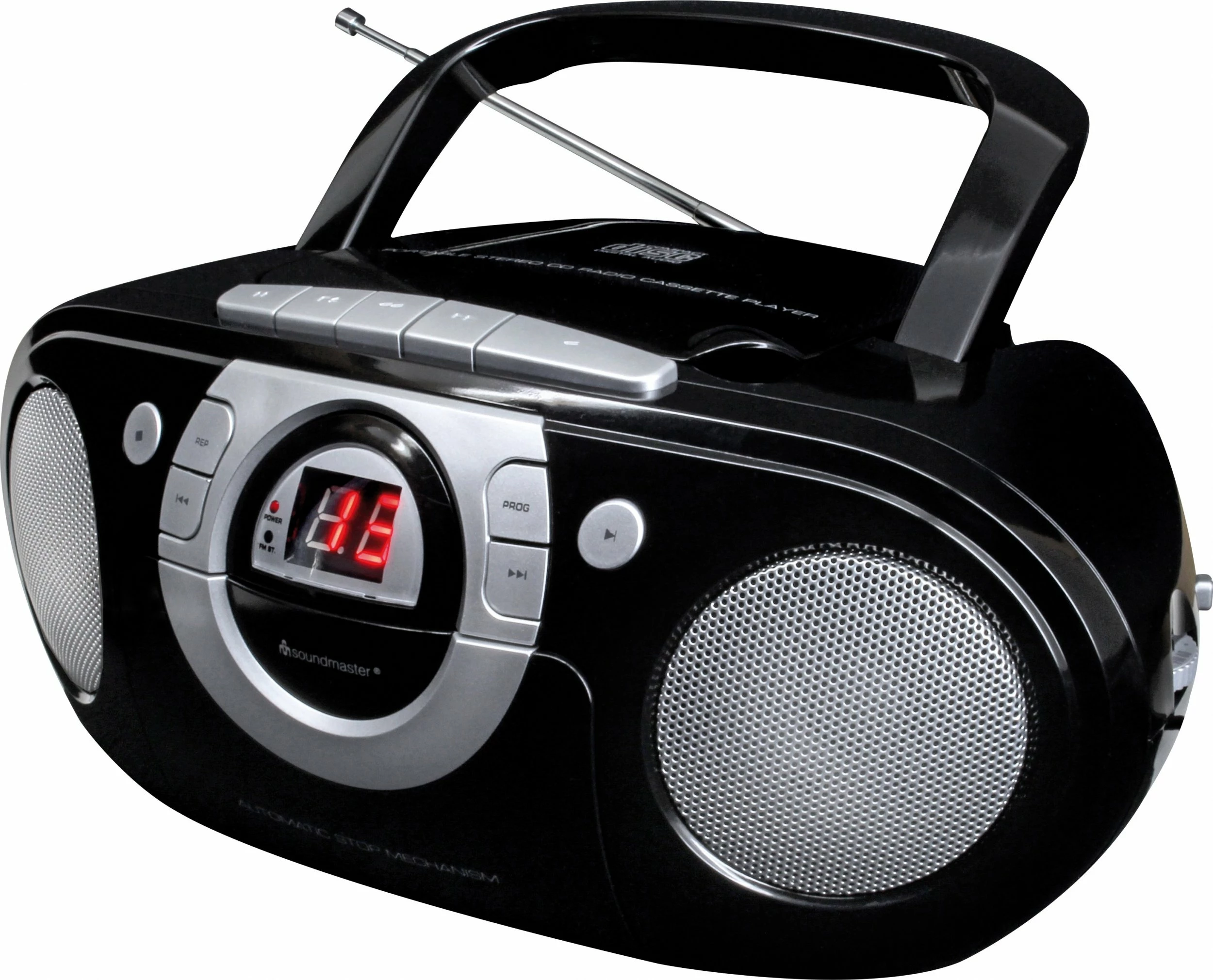 Radio portative Soundmaster SCD5100SW, CD/kasetë, AUX, 14 W, e zezë