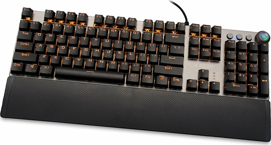 Tastierë mekanike gaming iBOX Aurora K-4 IKGMK4, RGB, KRGD Red Switch, full-size, me mbështetëse dore, argjend