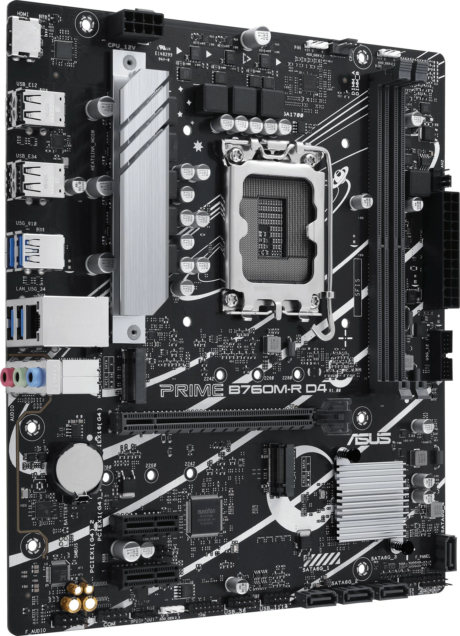 Pllakë amë ASUS PRIME B760M-R D4, Intel, LGA 1700, DDR4-SDRAM, 64 GB