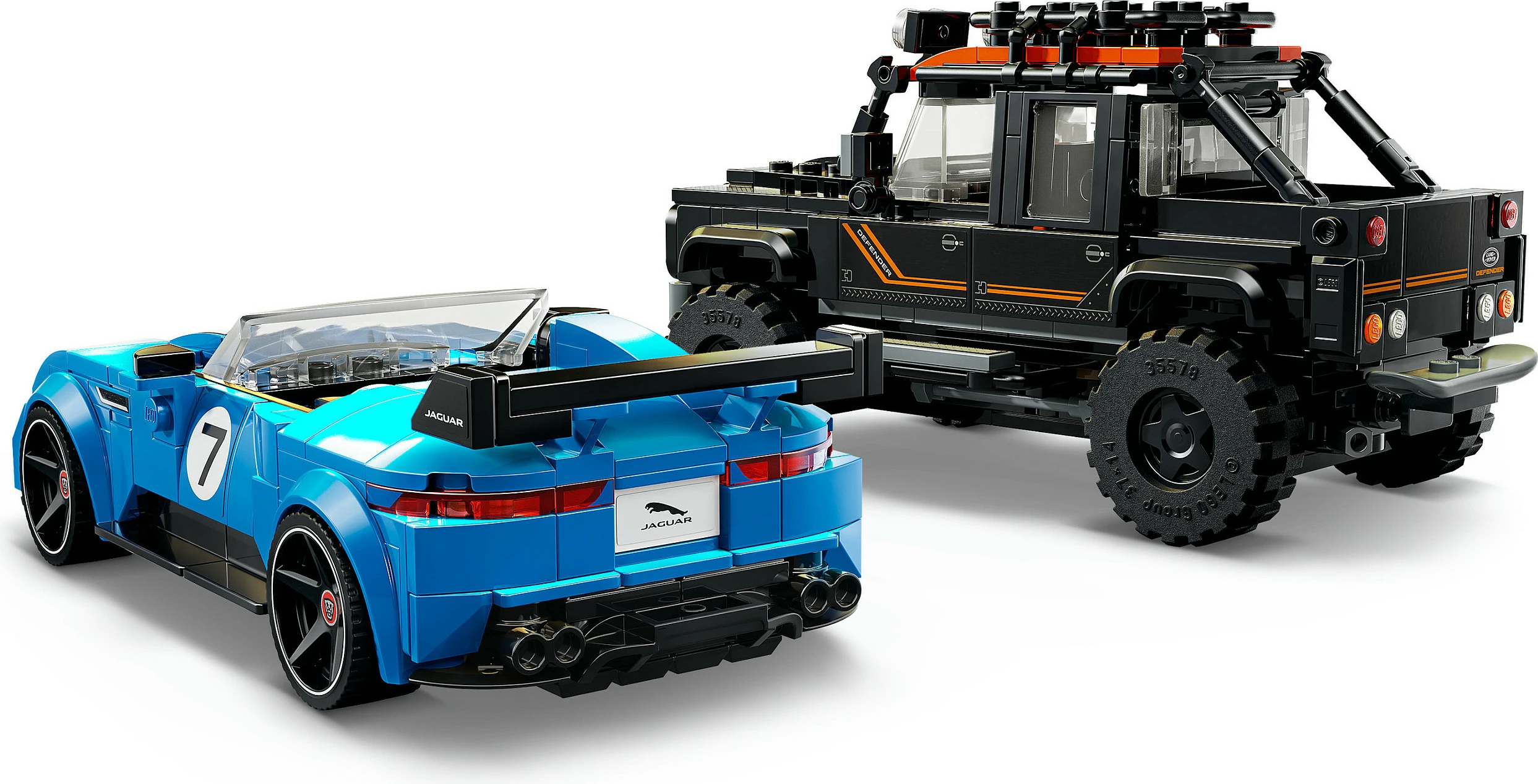 Set ndërtimi LEGO Speed Champions 77264 Jaguar F-Type Project 7 & Land Rover Classic Defender, 740 copë, 10+, blu/zi