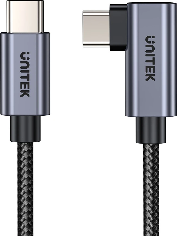 Kabull Unitek USB-C këndor 90° PD100W 3m, ngjyrë zi-hiri