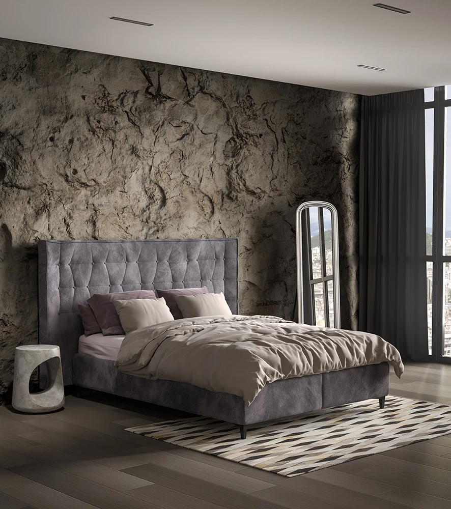 Krevat me hapësirë për depo, kadife gri, 160x200cm, 218x222x122cm