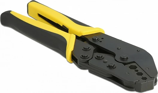 Pincë krimpimi DeLOCK Universal Coax, ratchet të ndërrueshme, 1.73 mm / 5.41 mm, e zezë/verdhe