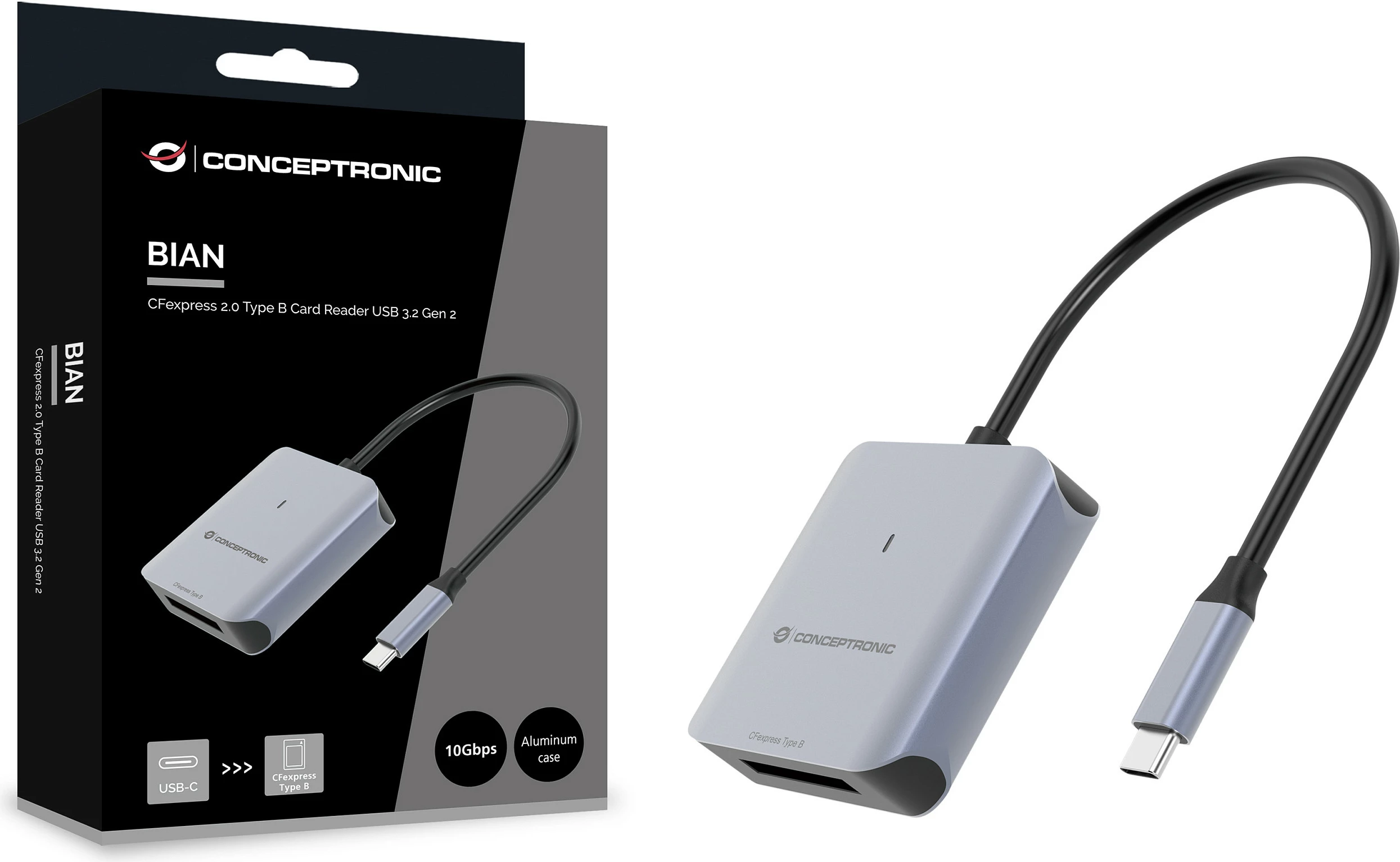 Lexues kartelash Conceptronic USB-C 3.2, CFexpress 2.0 Type B, 10Gbps, Gri