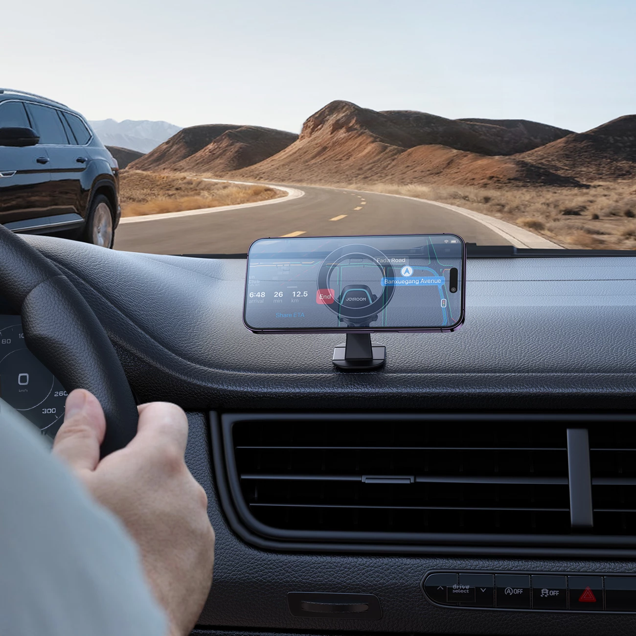 Mbajtës magnetik për makinë Joyroom JR-ZS376, për kokpit/panel, MagSafe, i zi