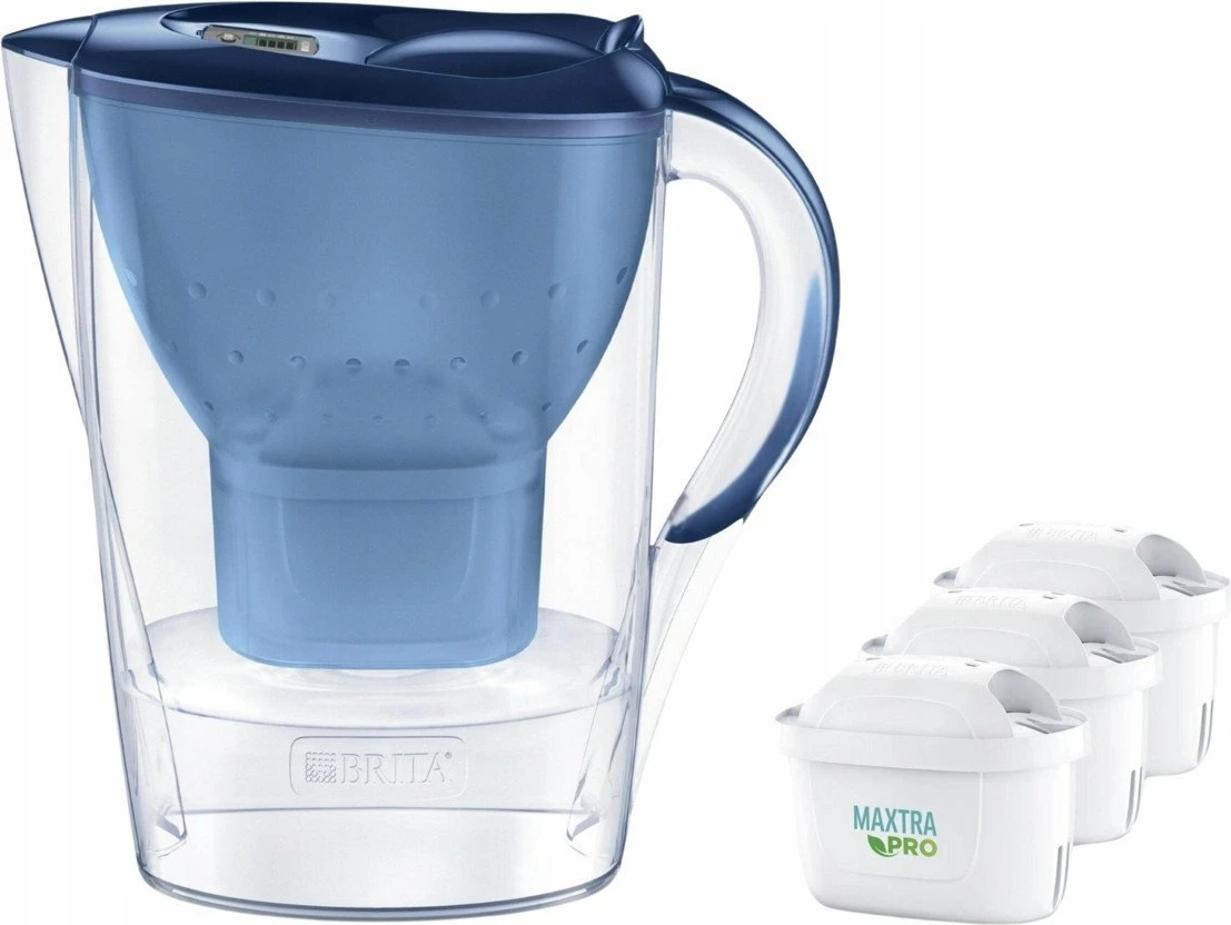 Kanoçe filtruese uji Brita Marella 2.4L, kapacitet i filtruar 1.4L, indikator elektronik, 3 fishekë Maxtra Pro Pure Performance, blu