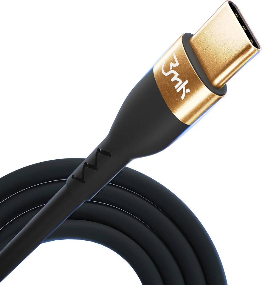 Kabllo USB-C në USB-C 3mk Hyper Silicone 2m, 100W, E zezë