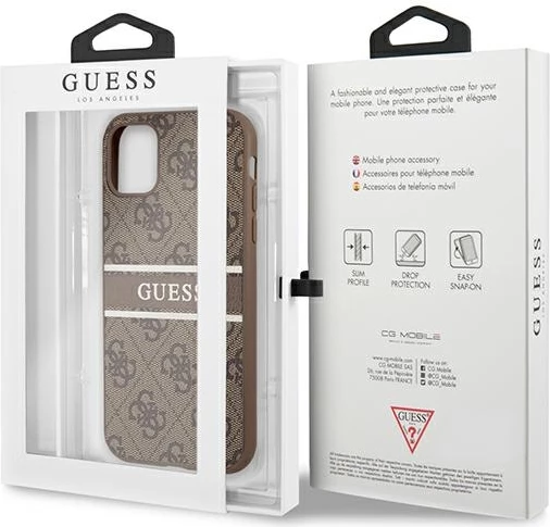 Mbështjellës Guess 4G Stripe për iPhone 11/XR 6.1", kafe