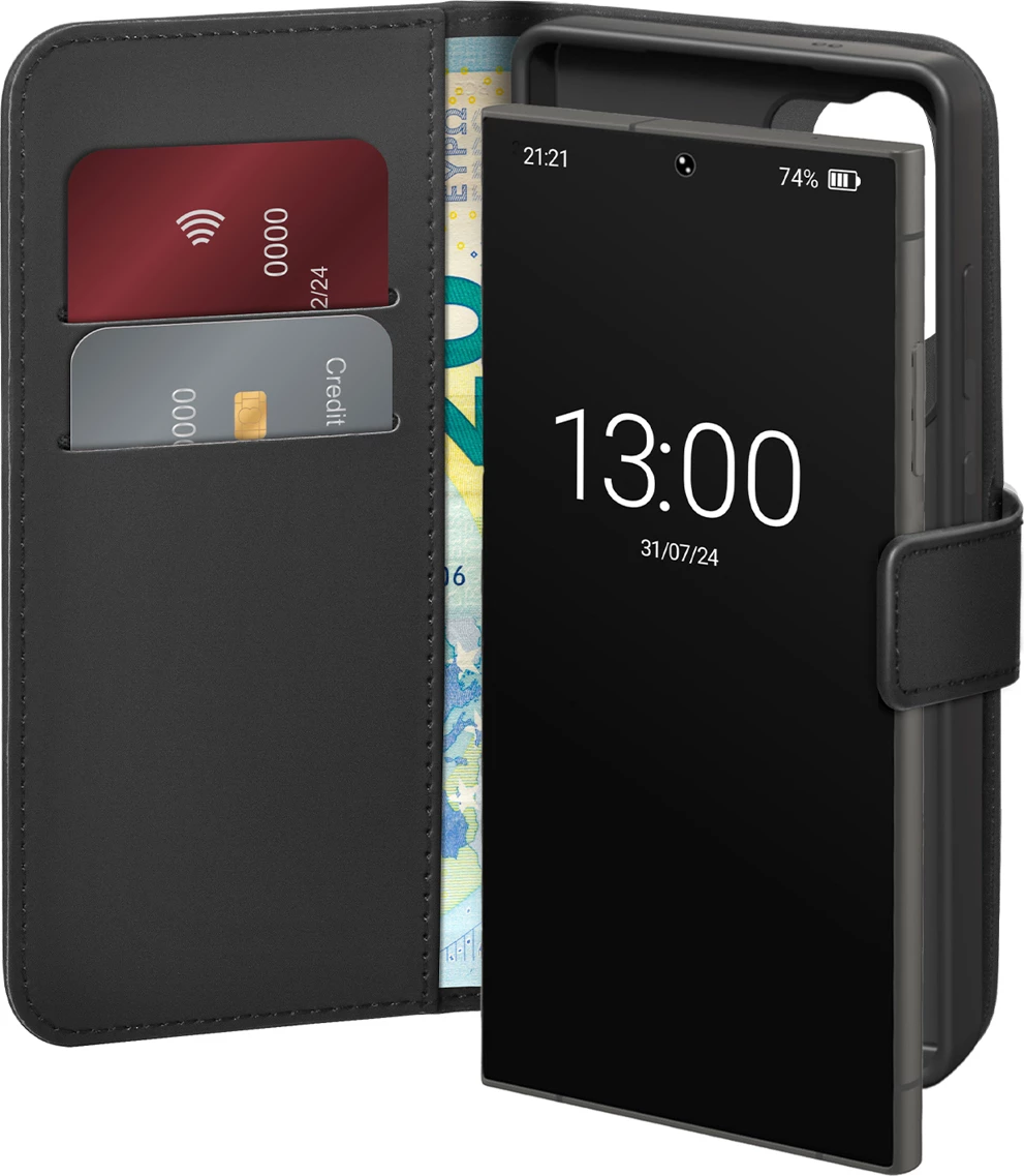 Mbështjellës Puro Eco-Leather Case për Samsung Galaxy S26 Ultra, me portofol dhe stand, i zi