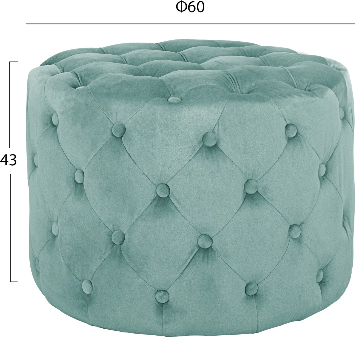 Karrige Kassie FH8406.07, ngjyrë fistik, kadife, stil Chesterfield, Φ60x43Hcm