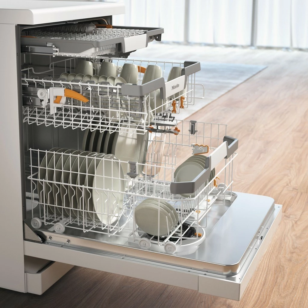 Lavastovilje Miele G 7130 SC AutoDos, 14 servise, e pavarur, e bardhë