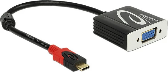 Adapter kabllo DeLOCK 62994 USB-C në VGA, 0.2m, 1920x1200, e zezë