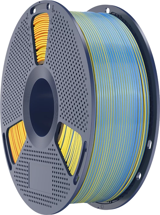 Filament për printim 3D Sunlu PLA+ Silk FC Blu Pur 1.75 mm, blue-purple-orange-yellow