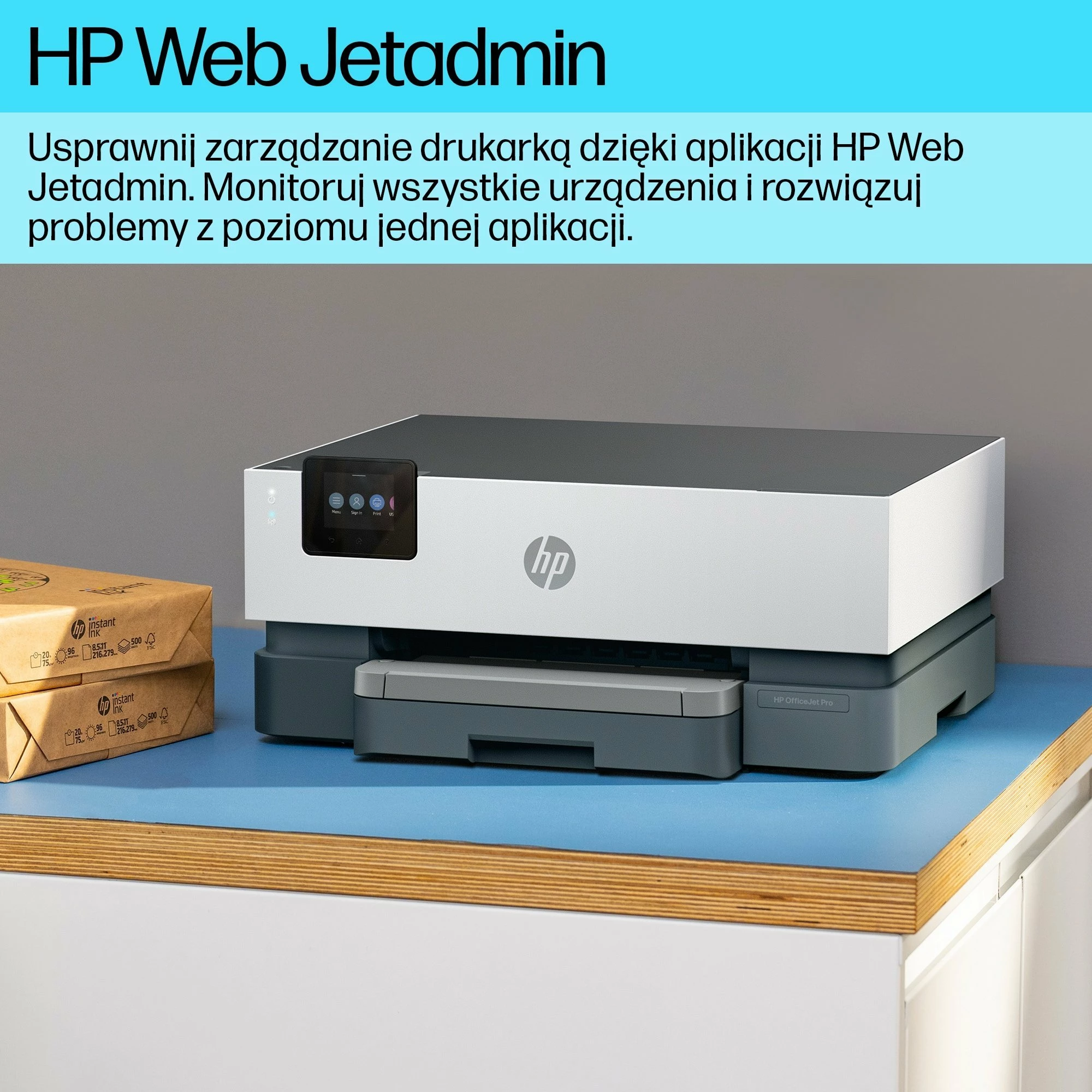 Printer inkjet HP OfficeJet Pro 9110b (5A0S3B) A4, Wi‑Fi, Duplex, 250 fletë, 4 kartrixhe, Ethernet/USB, ekran me prekje, Bardhë/Gri