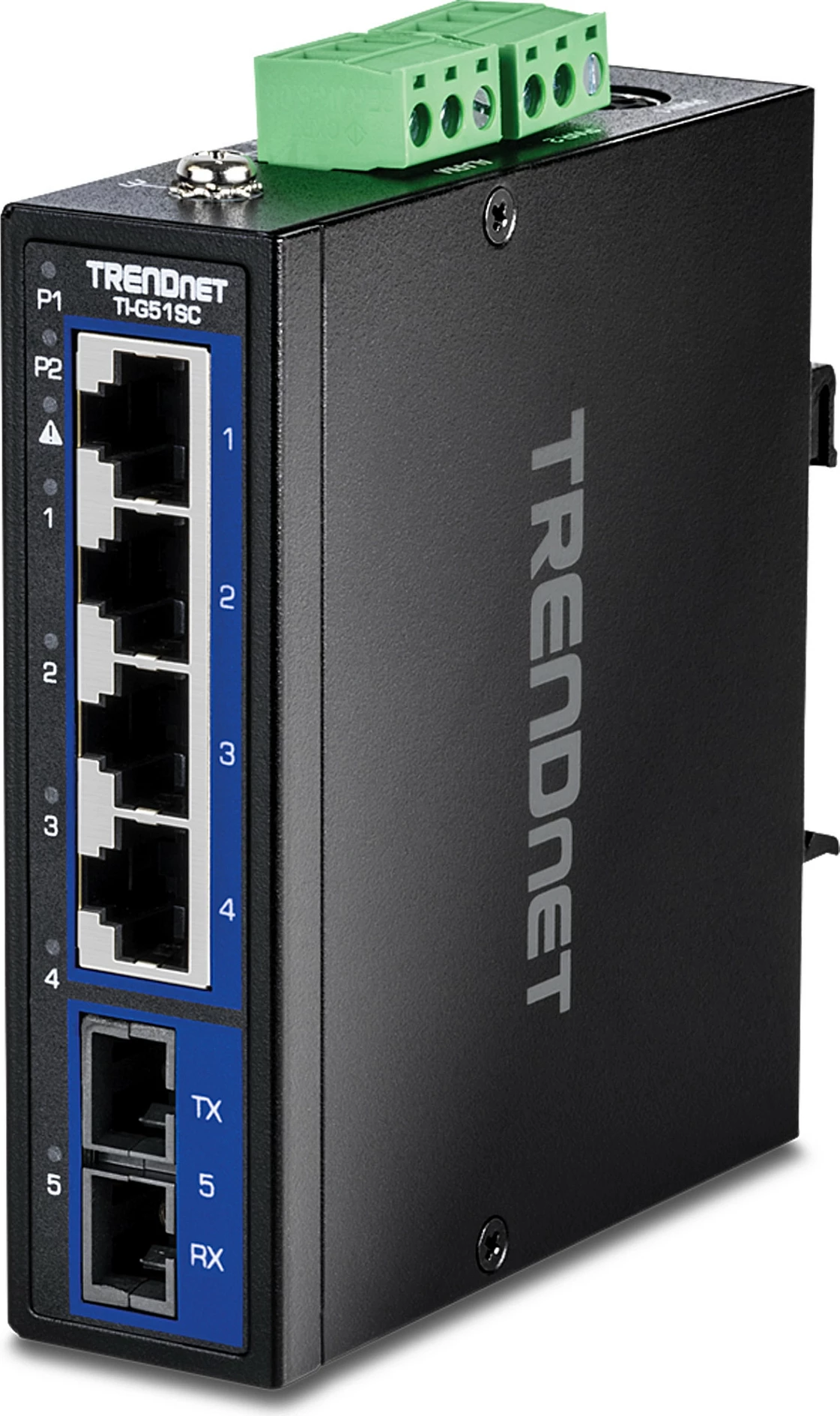 Switch industrial TRENDnet TI-G51SC, 5-port Gigabit, DIN-Rail, fibër MM SC