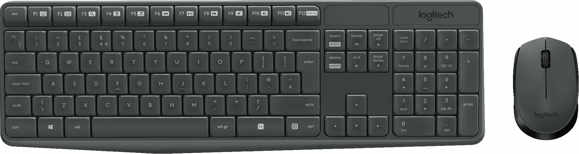 Set tastierë + maus Logitech MK235 (920-007931), wireless me USB nano receiver, US layout, gri