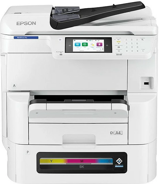 Printer multifunksional Epson WorkForce Pro EM-C8100RDWF, inkjet me ngjyra, A3, duplex, Wi‑Fi/Ethernet, i bardhë