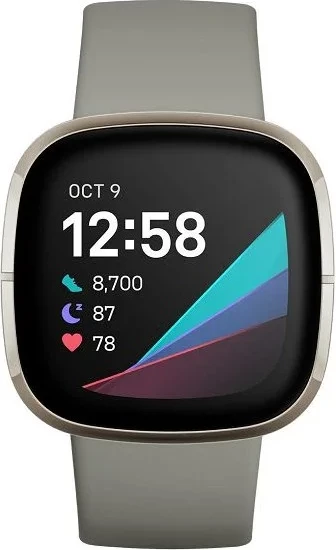 Smartwatch Fitbit Sense FB512SRSG me GPS, EDA, bateri deri 6 ditë, 50m rezistencë ndaj ujit, gri sage/argjendtë