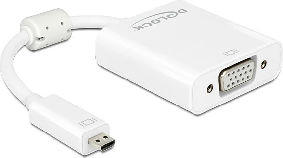Adapter DeLOCK 65557 Micro HDMI në VGA, 1080p, me audio 3.5mm, i bardhë
