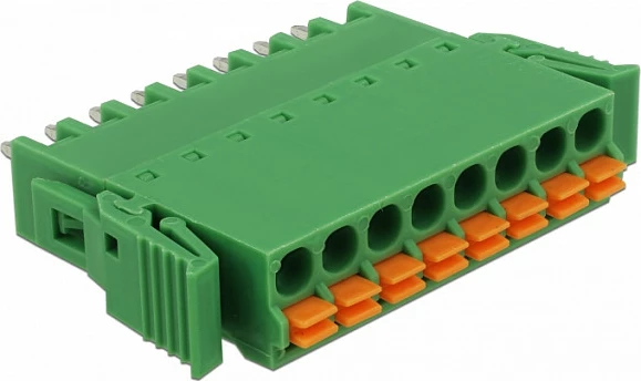 Bllok terminali PCB DeLOCK 65974, 8-pin, AWG 24-12, i gjelbër