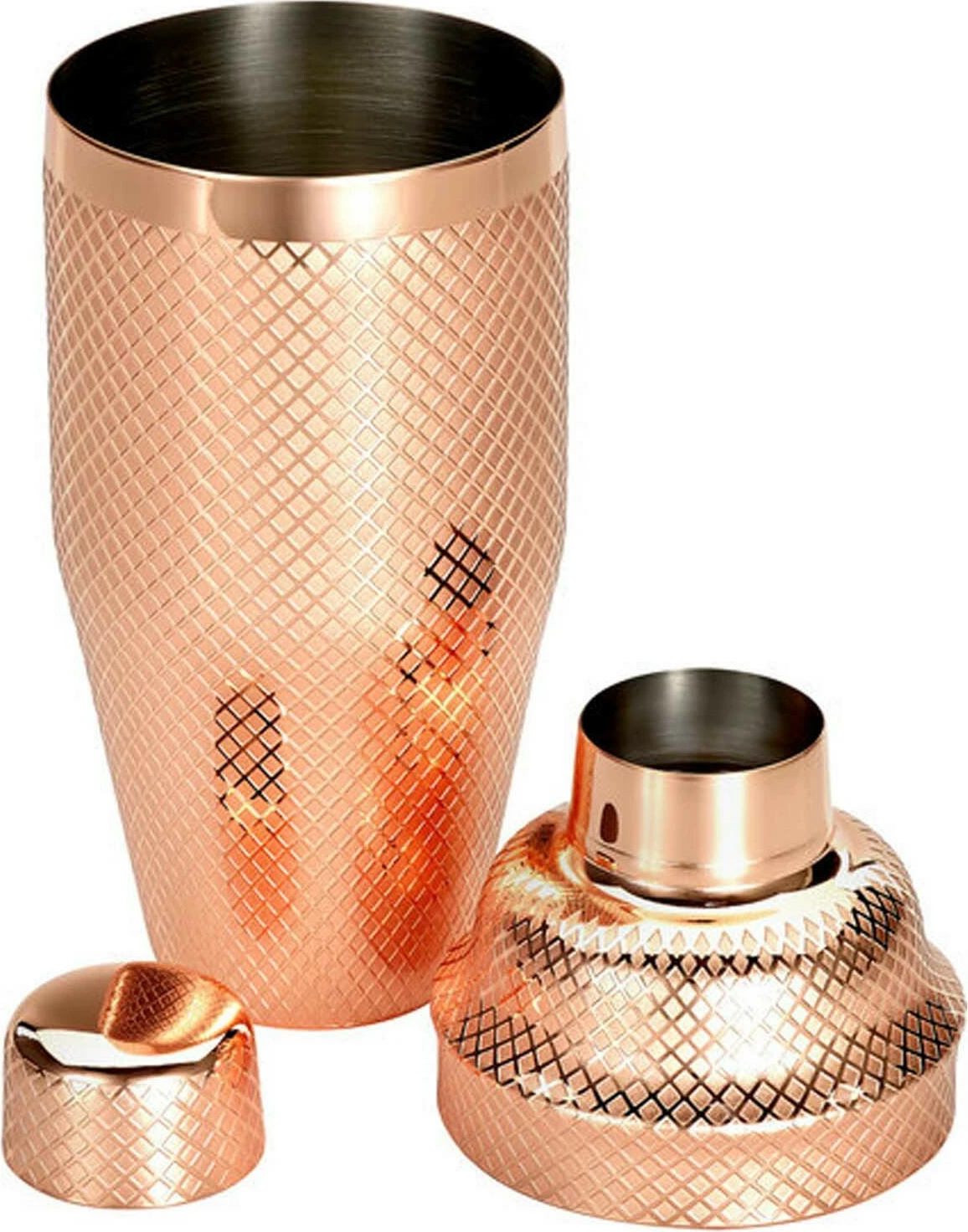 shaker koktejesh, BarFly, Diamond Lattice Japanese Style 3-pjesësh, 700 ml, inox 18/8, bakër