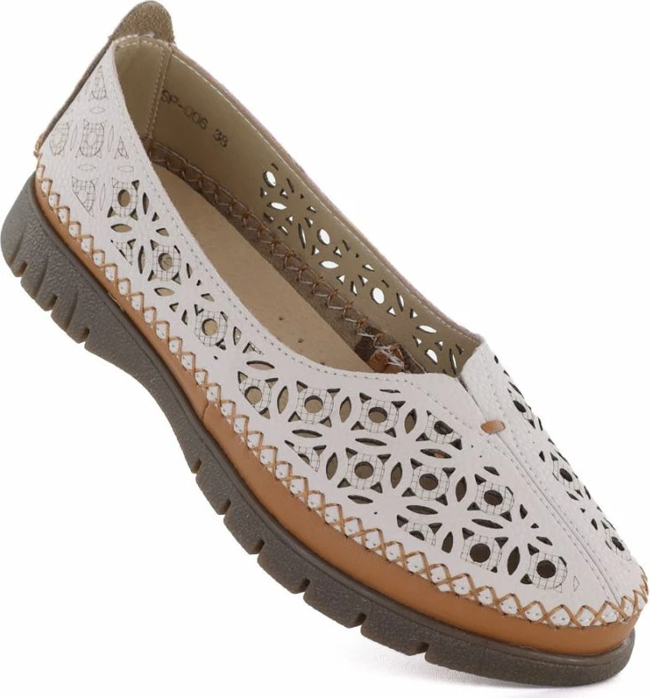 Këpucë lëkure për femra Leone SP006, gri