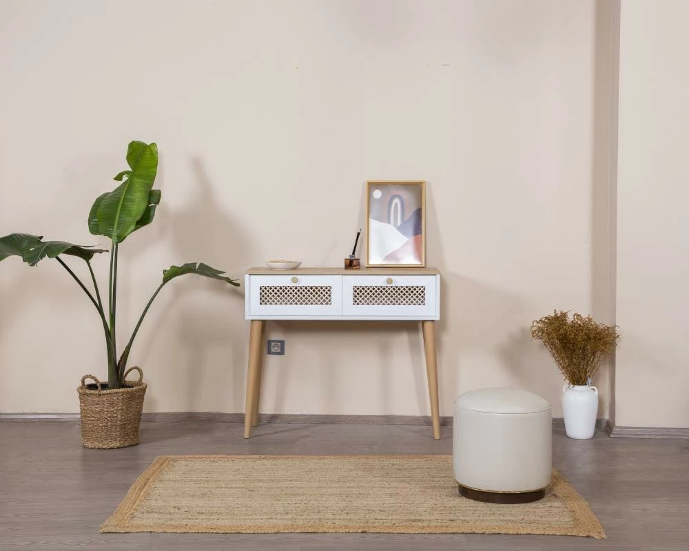 Komodë Skye Decor, ngjyrë e bardhë dhe lis, Goose