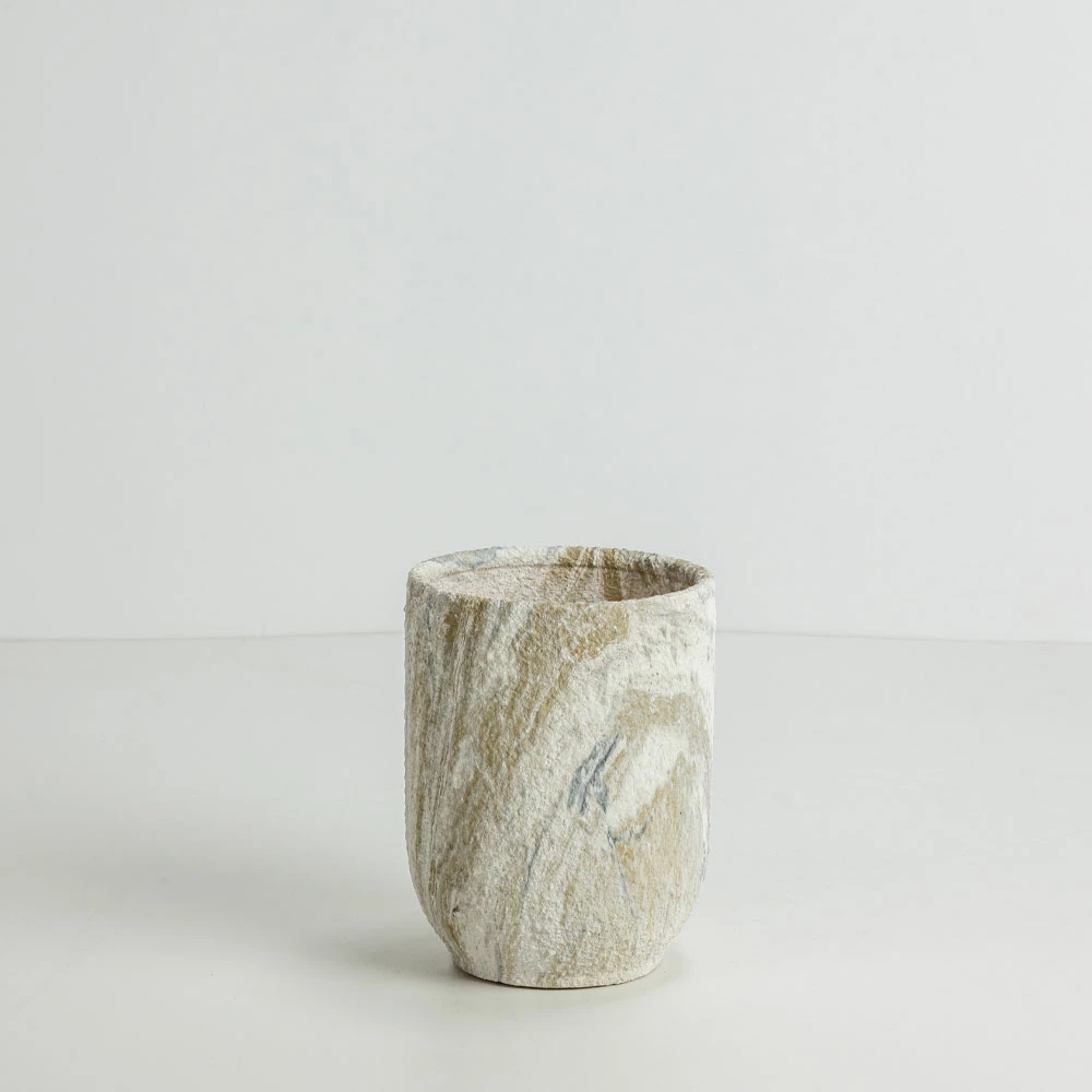 Set vazo PEDRA 3 copë, qeramikë, bezhë-bardhë, 30x30x31cm