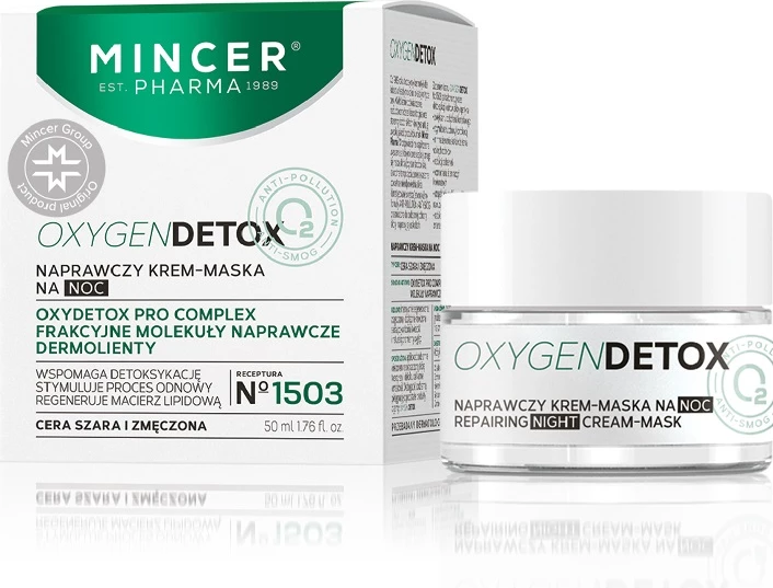 Krem-maska nate për femra Mincer Pharma Oxygen Detox Repair No.1503, 50ml