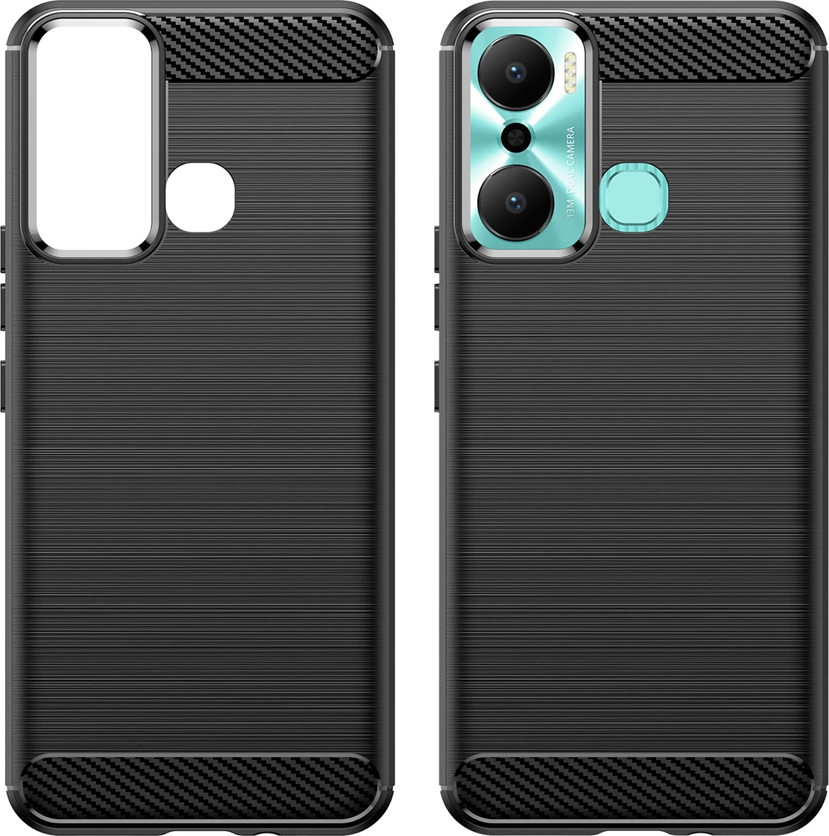 Mbështjellës Hurtel Carbon Case për Infinix Hot 20 Play, TPU, i zi