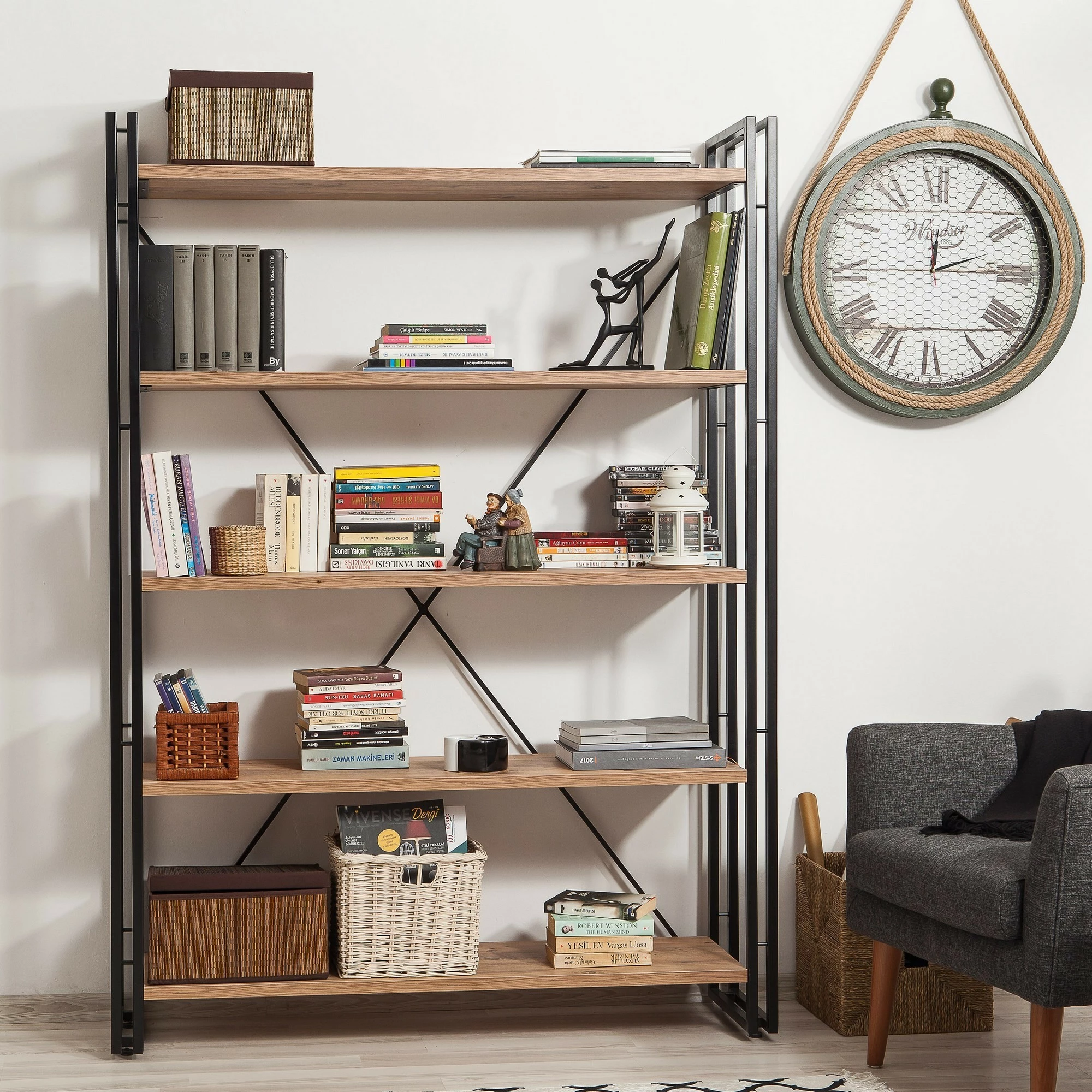 Raft librash Hanah Home, Cosmo Fix, ngjyrë Atlantic Pine dhe e zezë