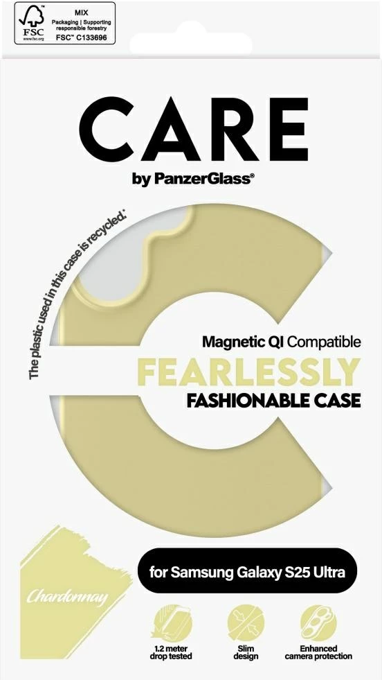 Mbështjellës PanzerGlass CARE Fashion QI për Samsung Galaxy S25 Ultra, Verdhë