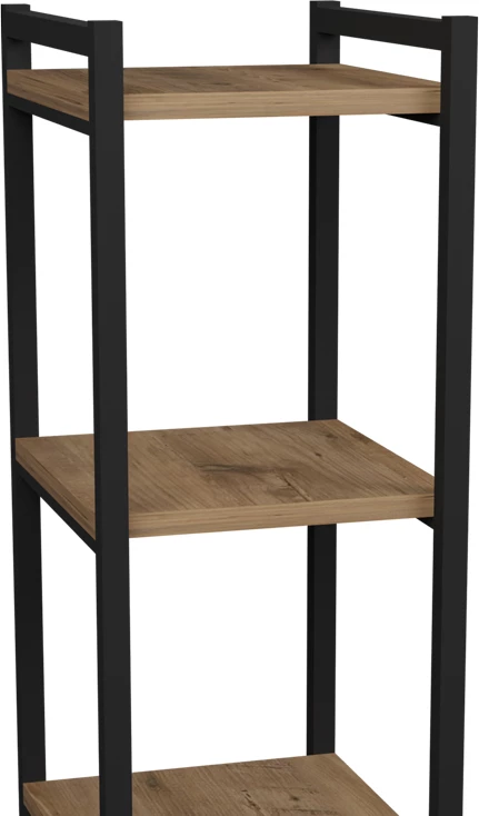 Raft dyshemeje Harvey metal i zi dhe melaminë, ngjyrë natyrale, 33x28x100cm