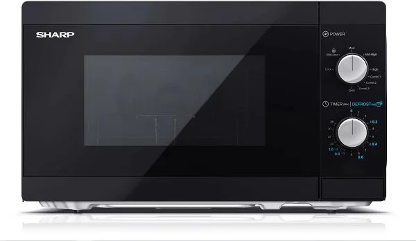 Mikrovalë Sharp YC-MS01E-B 20L 800W 5 nivele 8 programe kontroll analog pjatë qelqi 255mm e zezë